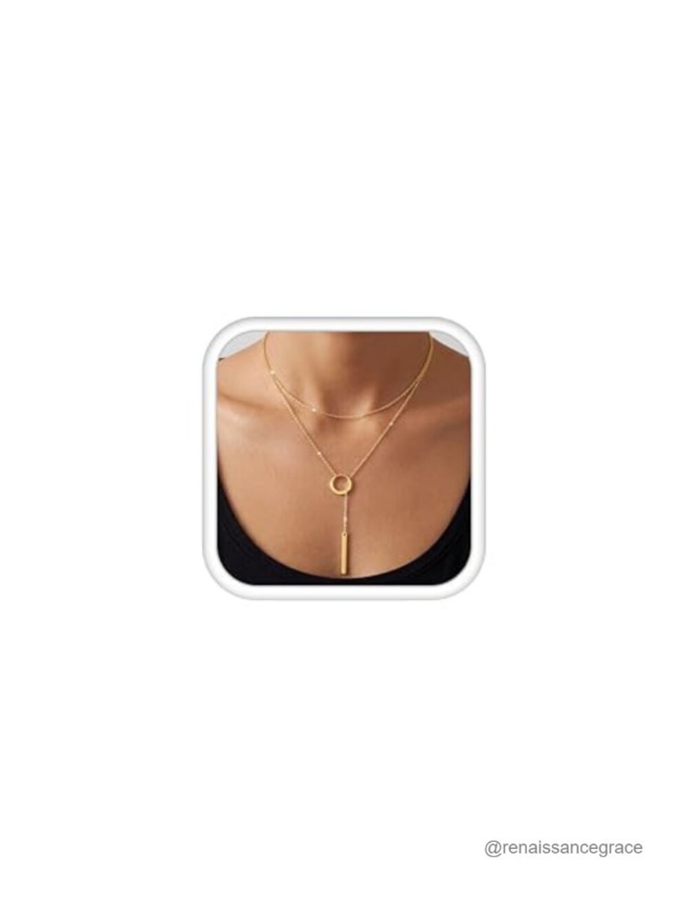 14K Gold Plated Lariat Y Necklace Layered Set Hypoallergenic Lobster Clasp